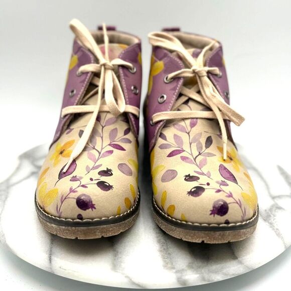 Goby Autumn Flowers Ankle Boots Women's Size US 7.5/ EU 38 Handmade Style PH215 - Picture 2 of 8